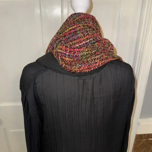 Mucros Weavers multicolor, handwoven-style scarf with fringe. 14” x 73” - Picture 7 of 7